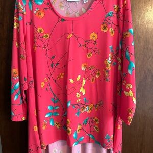Susan Graver Coral Floral Blouse